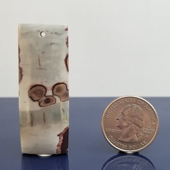 Red and Grey Chohua Jasper * Drilled Cabochon Pendant Stone * 57 x 21.5 x 7.5mm - Picture 3 of 12